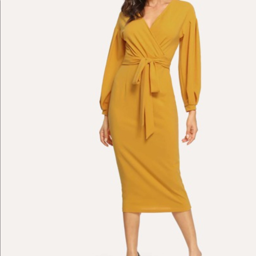Yellow midi dress